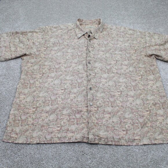 Tori Richard Shirt Adult 2XL XXL Beige Cotton Lawn Short Sleeve Button Up - Picture 2 of 11